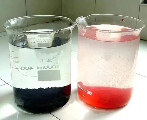 สีไร้สี หรือ สีเบา เนื้อเยื่อเหลวที่ติดต่อ น้ําเสีย การลดสี PH ค่า 7-9 การลดสี